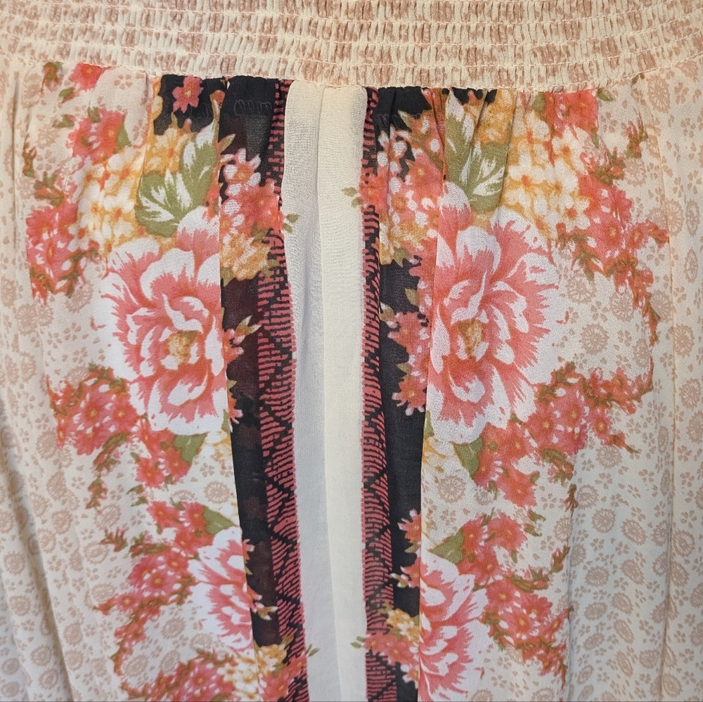 Free People Lovely Lady Floral Maxi High-Low Elastic Waist Lined Sz L Skirt Boho - Picture 6 of 11